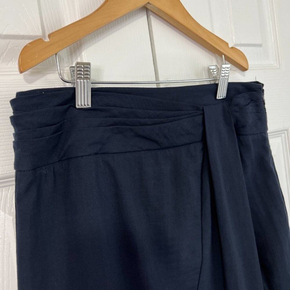 Vince Twist-Front A-Line Midi Cotton Skirt Blue Sz 4 - Picture 5 of 12